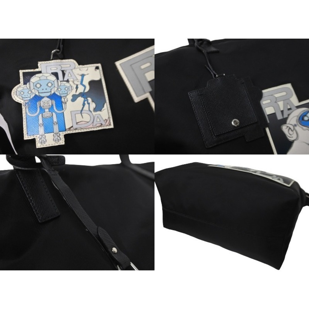 Prada Tote Bag Comic Patch Triangle Logo Nylon Bl… - image 5